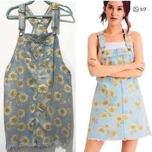 American Eagle Denim Sunflower Overall Dress